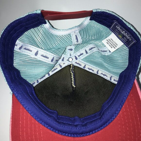 Chubbies Hat Cap Blue Snap Back Trucker Adjustable Teal‎ Pink White Palm Trees - Picture 8 of 8